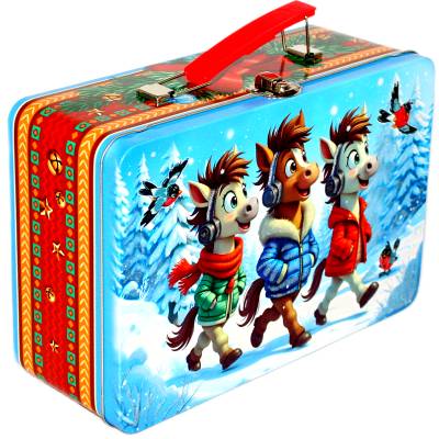 Сладкий новогодний подарок  в жестяной упаковке весом 1200 грамм