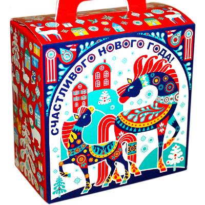 Сладкий подарок на Новый Год в картонной упаковке весом 600 грамм